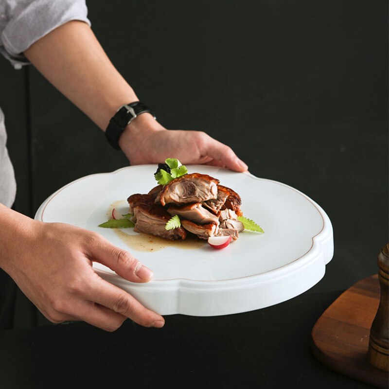 Keramische Speciale-Vormige Display Plaat Westerse Restaurant Platte Plaat Hotel Artistieke Conceptie Schotel Keuken Fruit Sushi Plaat