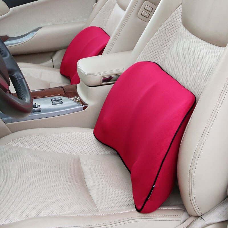 Cuscino del Sedile auto universale lombare supportt Da Viaggio Gomma Piuma di Memoria Cuscino di Massaggio Sedia Da Ufficio Cuscino di Supporto Lombare auto Accessori: rosa rosso-1pezzi