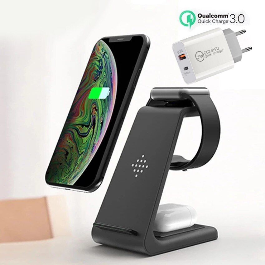 3 in kabellose ladestationen  qi 15w schnellladefunktion für iphone 13/12/11/8 pro max 1 airpods 5 apple watch 7 6 samsung