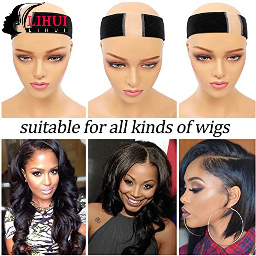 LIHUI Wig Grip Band With Double Sided Velvet Adjustable Wig Hair Band Wig Elastic Band Brown/Black/Beige Hand Made Non-Slip