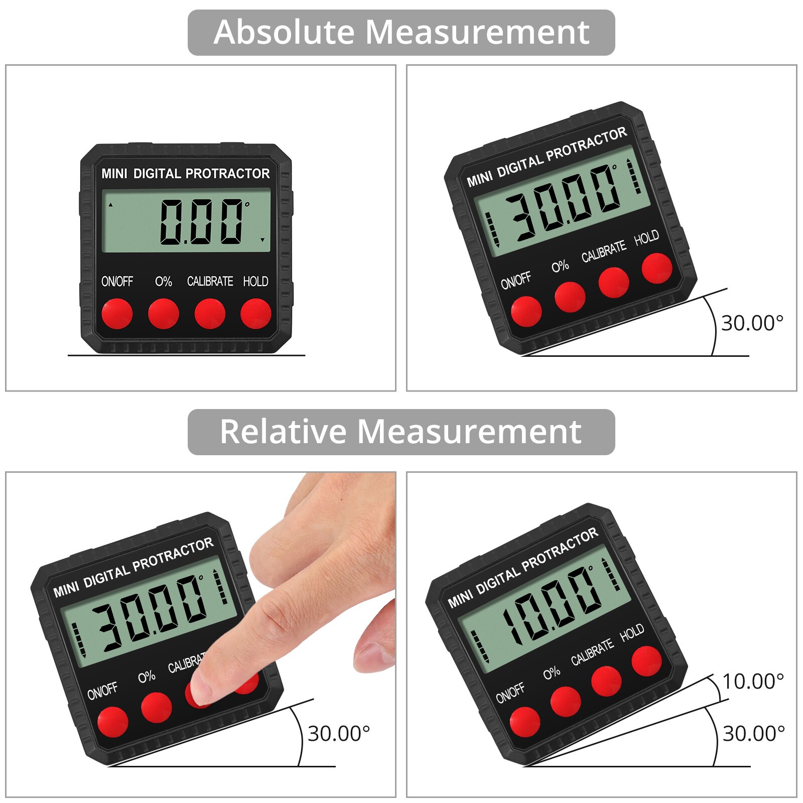 PROSTER Mini Digital Angle Gauge Level Box Protractor Angle Finder Magnetic Digital Inclinometer 360 Degree Measurement Bevel