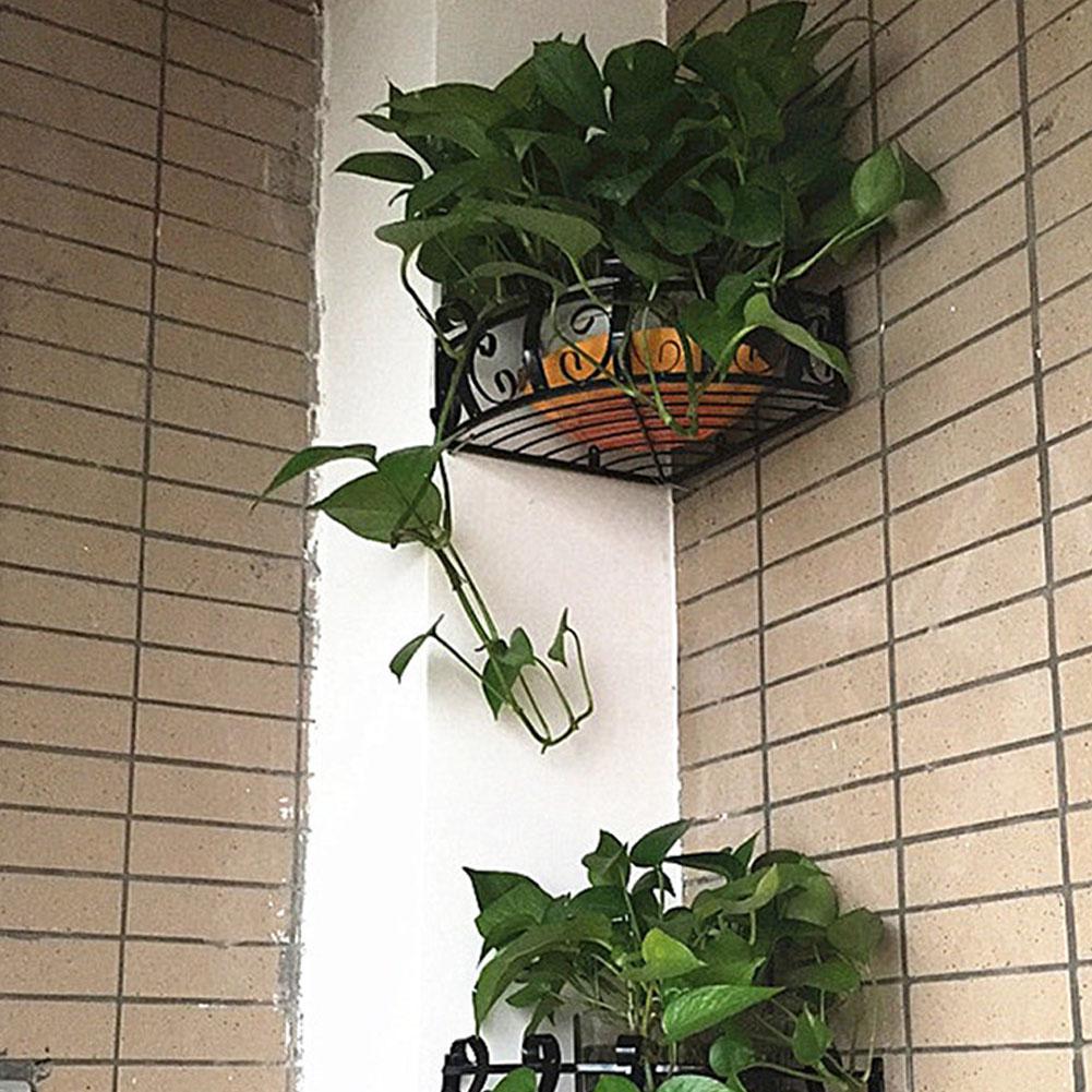 Geometri jern trekant blomst stativ hjørne opbevaring rack med væg hængende havearbejde hjemmekontor dekoration