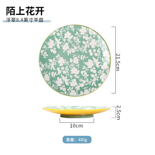 Plates Hand painted flower cake dessert plate plate set: Red