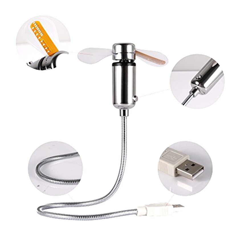 LUCOG Draagbare Mini LED USB Ventilator Rainbrow Kleur Flexibele Zwanenhals Knipperlicht USB Ventilator voor PC Laptop Notebook Cool Gadget