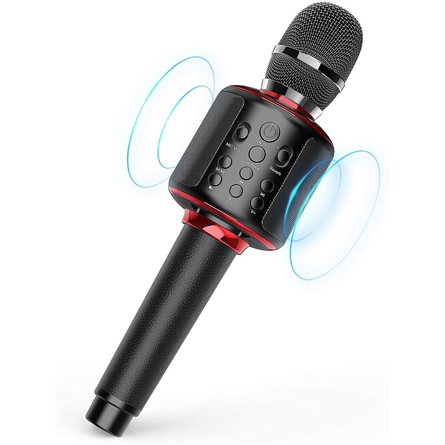 Karaoke Microfoon Draadloze Zingen Machine Met Bluetooth Speaker Voor Mobiele Telefoon/Pc, Draagbare Handheld Mic Speaker: black red