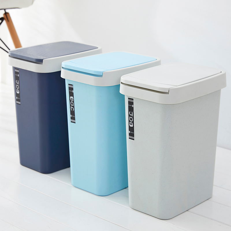 Rectangular trash can plastic press type with lid waste bin bedroom living room kitchen garbage bathroom paper basket mx7271056