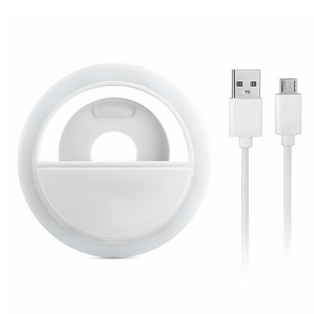 RK-14 Selfie Led Ring Light Portable Mobile Selfie Lamp for Iphone Clip Lampe Selfi Telephone Lampa Na Telefon Lens Photography: White Charge