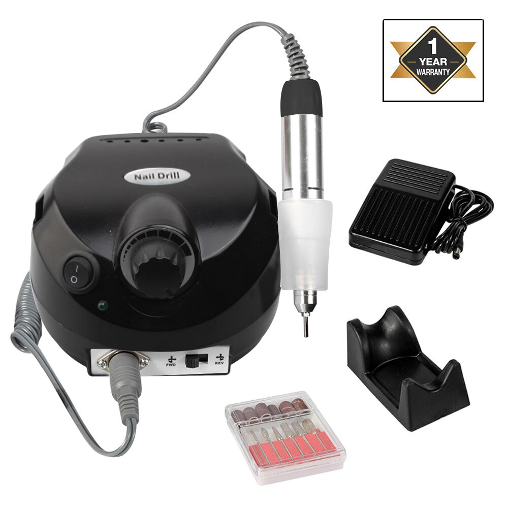 35000rpm elétrica broca do prego manicure máquina uso doméstico equipamento da arte do prego manicure 6 brocas de lixar banda acessório ferramenta do prego: Home Use Black