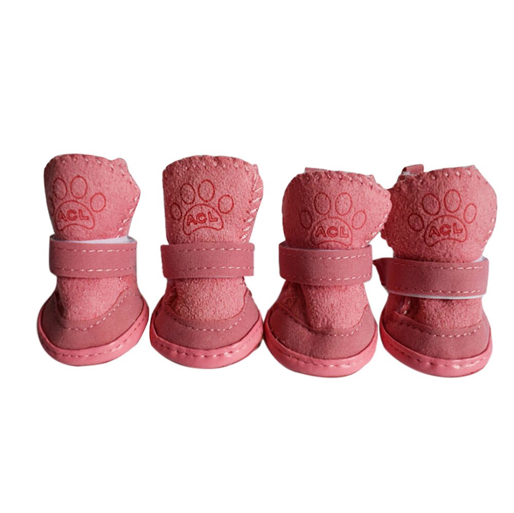 4 Stks/set Winter Warm Schoenen Voor Honden Leuke Pet Winddicht Laarzen Sneeuw Wandelschoenen Katoen Blend Puppy Sneakers Chihuahua Hond Schoenen winter: Pink / S