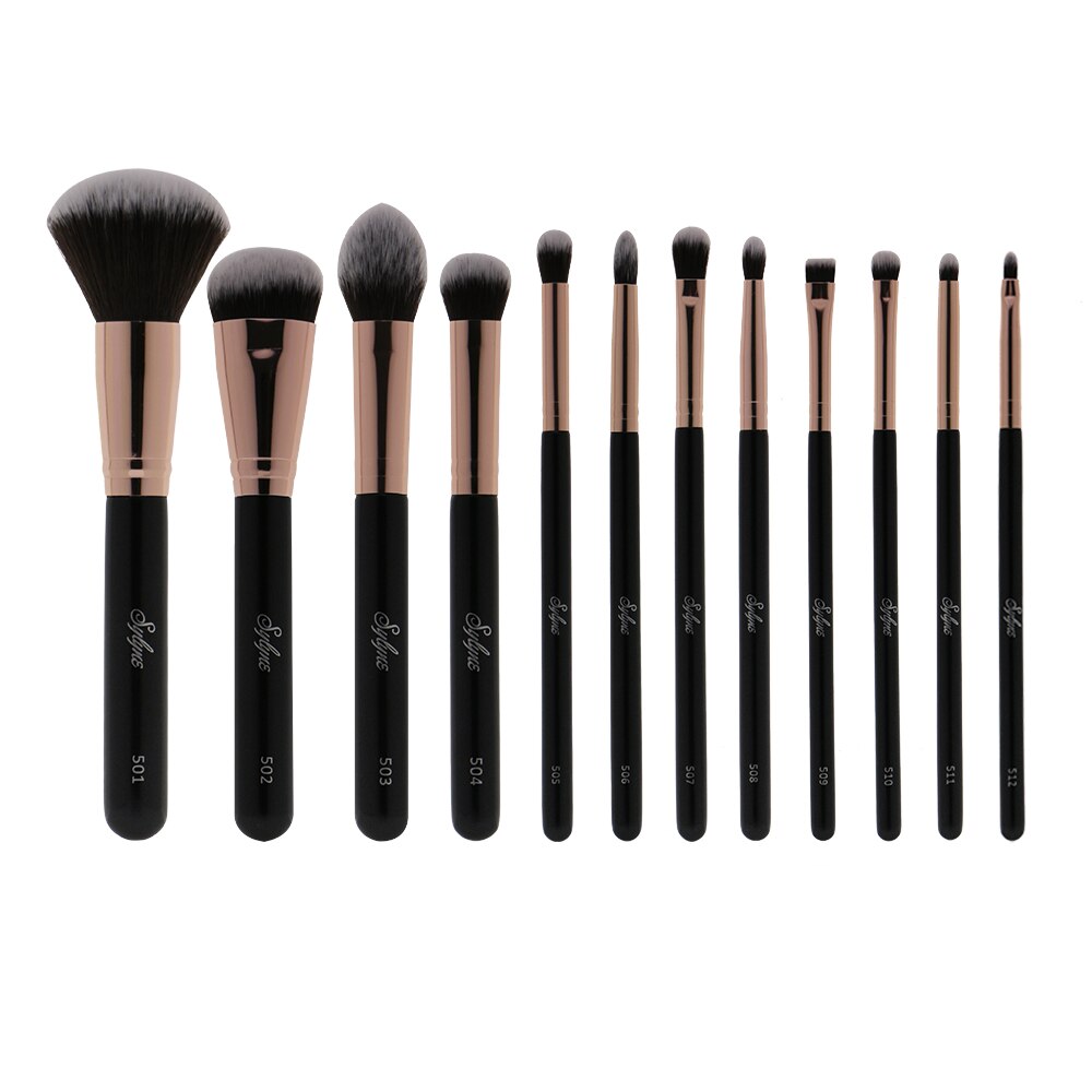 Sylyne Make-Up Borstel Set 10 Stuks Professionele Make-Up Kwasten Classic Black Foundation Make Up Brush Kit Tools.: 12pcs brush set