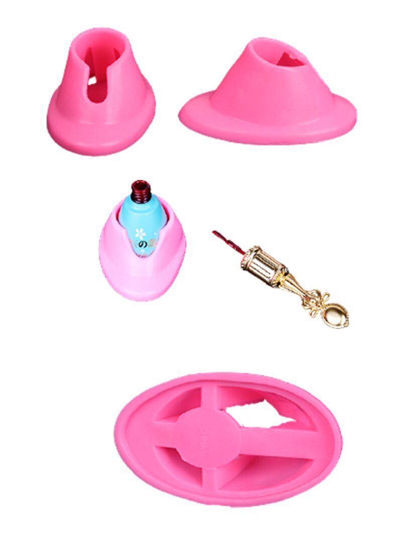 Soporte de goma para esmalte de uñas, herramienta basculante de pegamento para botella de barniz, color rosa, 1/5/10/20 Uds.