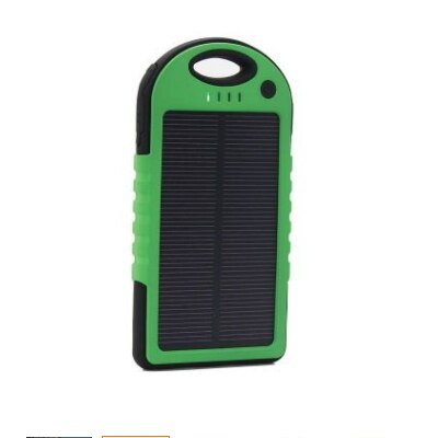Universal solar power bank 5000mah Portable Waterproof Solar charger Dual-USB Solar battery Charger for iphone samsung all phone: Green