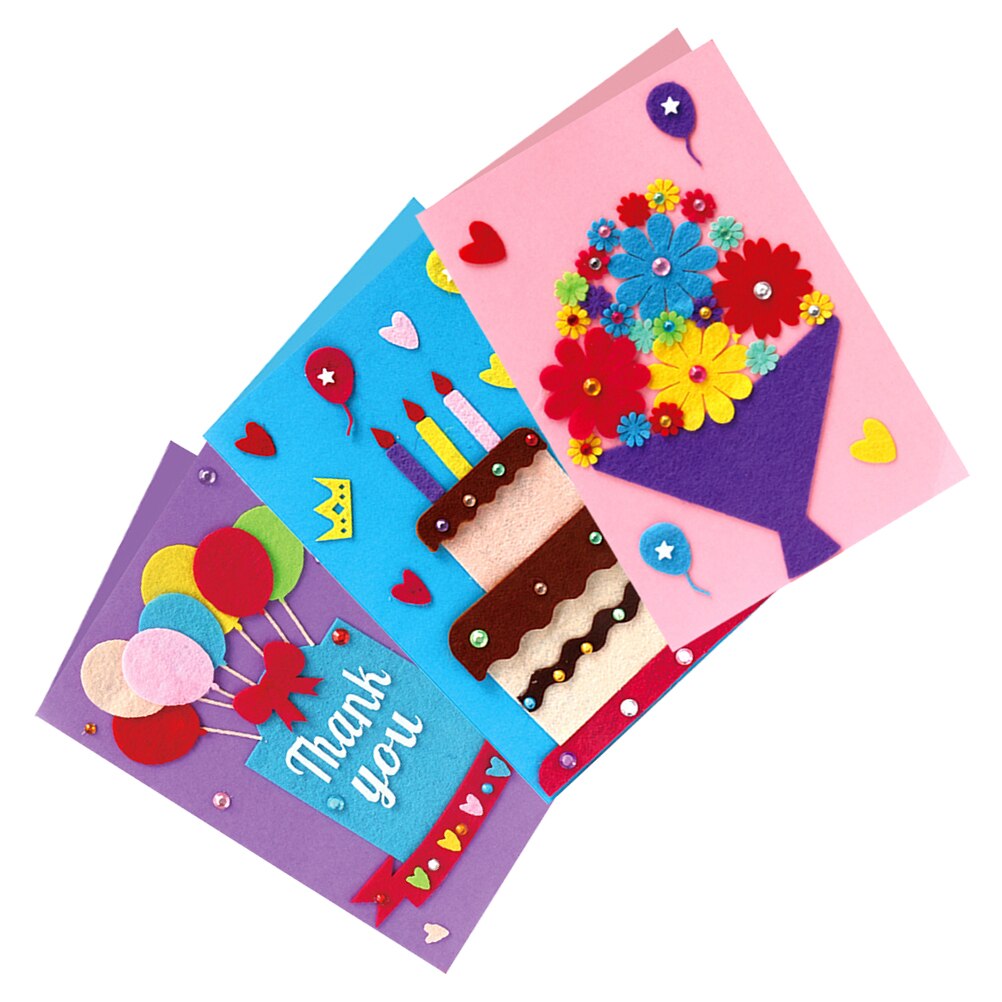 3 Pcs Card Making Kit Cloth Handmade Greeting Card Kit Art Crafts Card DIY Material for Children Kids Teens