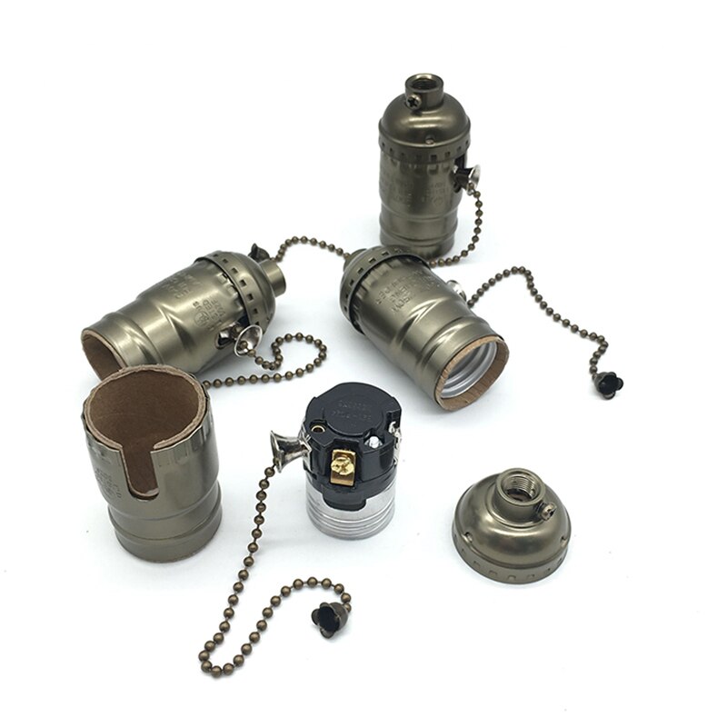 E27 Vintage Retro Lampvoet Houder Schroef Aluminium Shell Rits Licht Schroef Socket 4 Kleuren Met Schakelaar 110V/220V