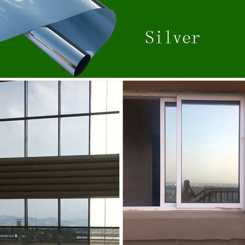 1M 1way Vision Horizontal Window Film Waterproof Mirror Silver Insulation Sticker UV Rejection Privacy Tint Film Home Decoration