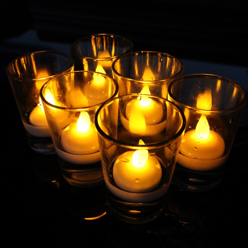 Nuevas velas flotantes parpadeantes, luces de té impermeables Led amarillas cálidas, luces flotantes para piscina, decoraciones para piscinas de boda TE