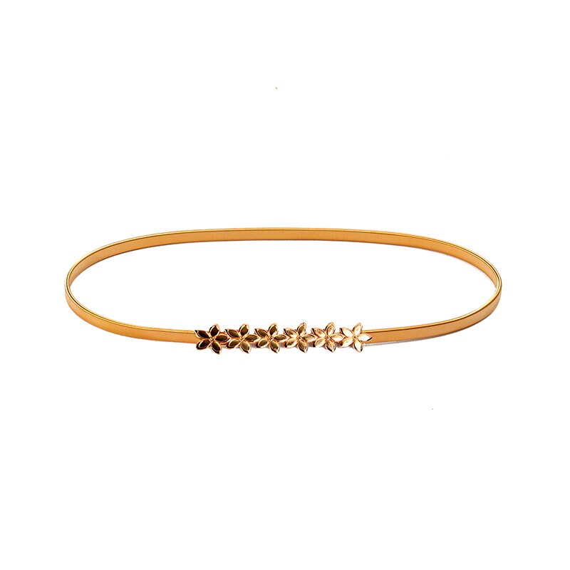 Cinturones elásticos de lujo para mujer, cinturón de cintura para mujeres y niñas, cinturón elástico con forma de hoja de flores, cinturones para mujer: 5