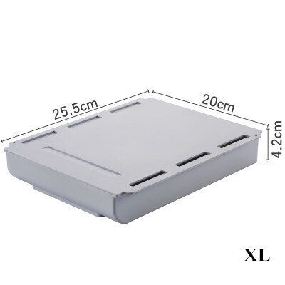 Zelfklevende pennenbak, bureau, tafel, opberglade, organizer, onderkast, zelfklevende opbergdoos voor onder de lade: Xl maat grijs