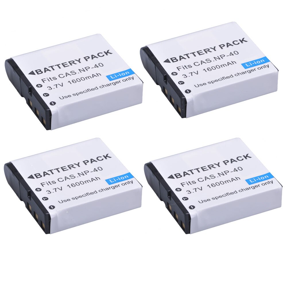 1600mAh NP-40 NP40 Battery for Casio EX-Z30 Z40 Z50 Z55 Z57 Z400 Z750 Z850 FC100 FC150 FC160S P505 P600 P700 Z300 Z600 PM200.: 4 Batteries