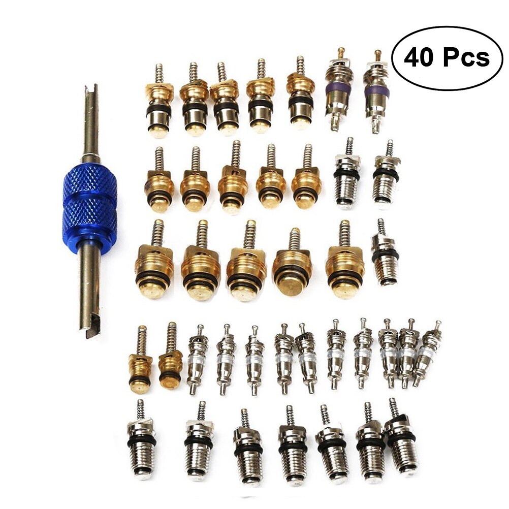 40pcs Air Conditioning Valve Core A/C R12 R134a Refrigeration Tire Valve Stem Cores Remover tool A20