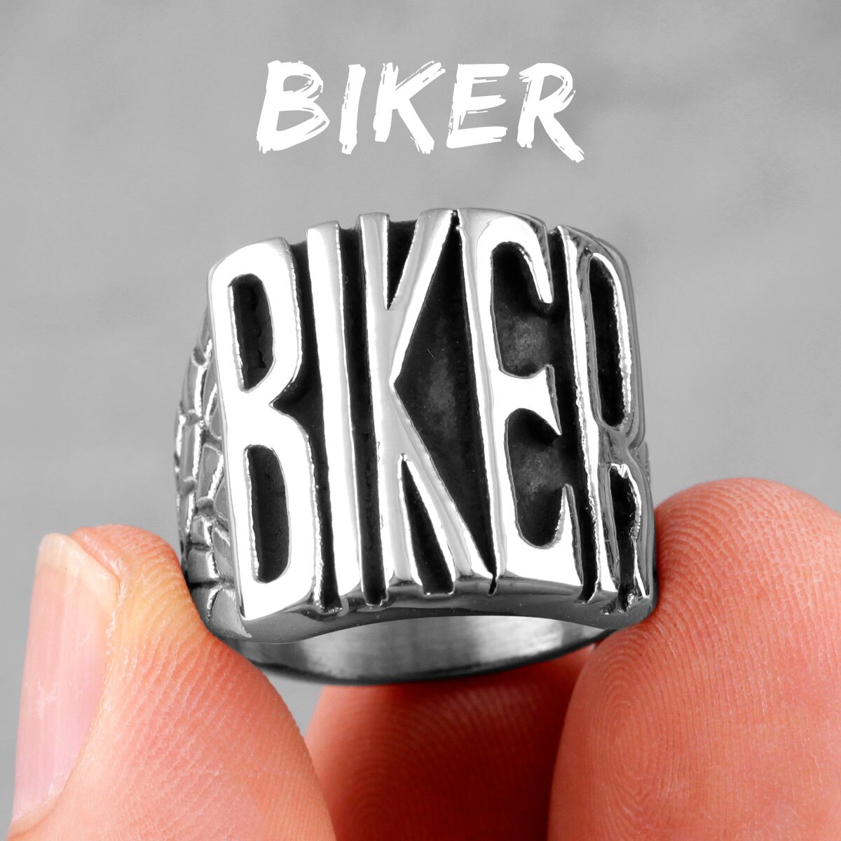 Lucky Number 13 Star Retro Stainless Steel Mens Rings Punk Hip Hop for Male Boyfriend Biker Jewelry Creativity: 10 / R523-Biker