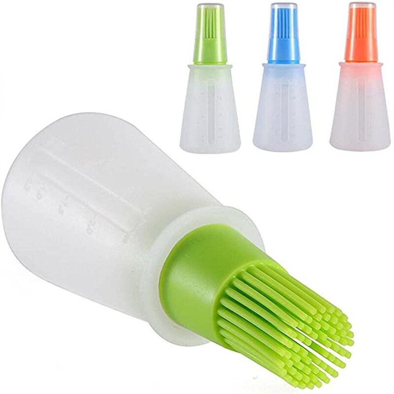 Portable Silicone Oil Bottle with Brush Grill Oil Brushes Liquid Oil Pastry for Kitchen Baking BBQ Tool Kitchen Tools for BBQ