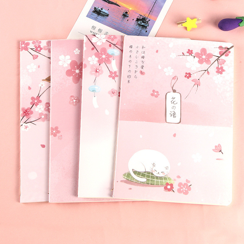 30 Pages Vintage Notepad Book Line Simple Japanese Style Lovely Image A5 Notebook School Supplies Student Stationery: Flower Series
