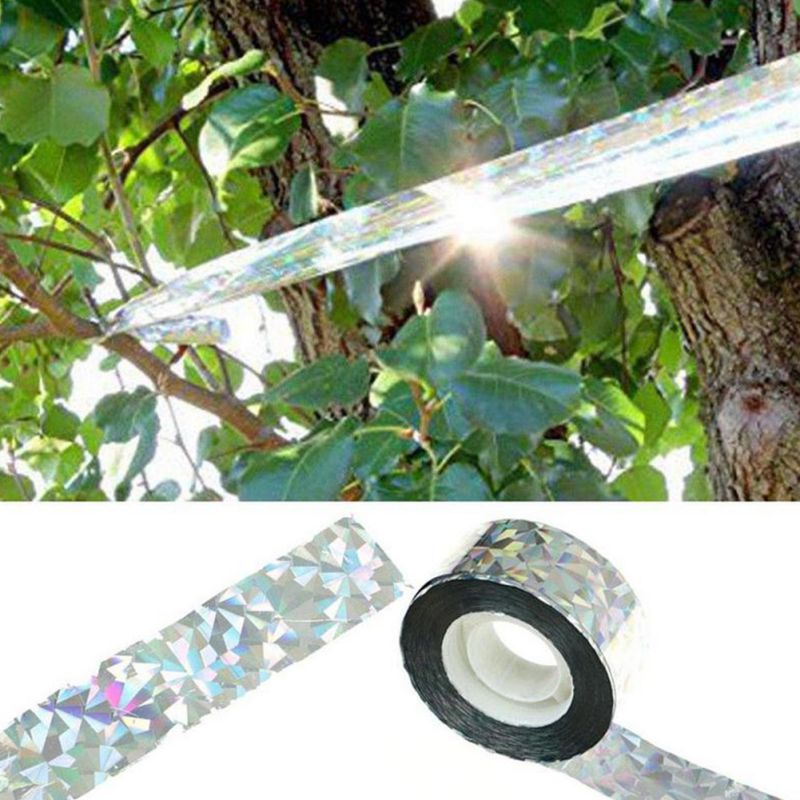 Cinta para espantar pájaros, holográfico, doble cara, reflectante, espantapájaros, cinta disuasoria para pájaros, patio, chinelas de jardín