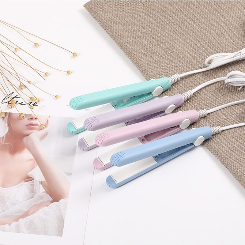MIni plancha de pelo para niña, planchas alisadoras, rizador de pelo, plancha plana portátil para mujer, Onda de cabello 220V, enchufe de la UE