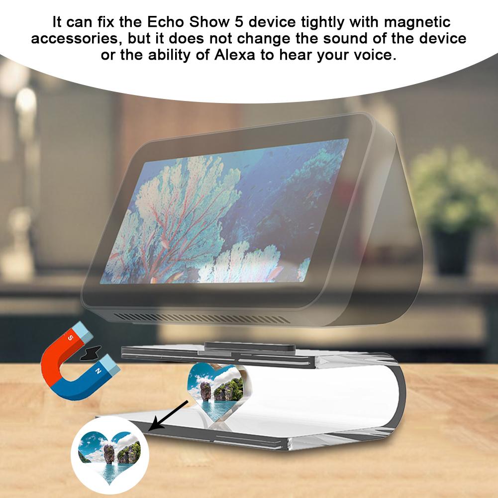 Audio Stand Mount - Transparent Acrylic - Space-Saving Design - Anti-Slip Base for Echo Show 5