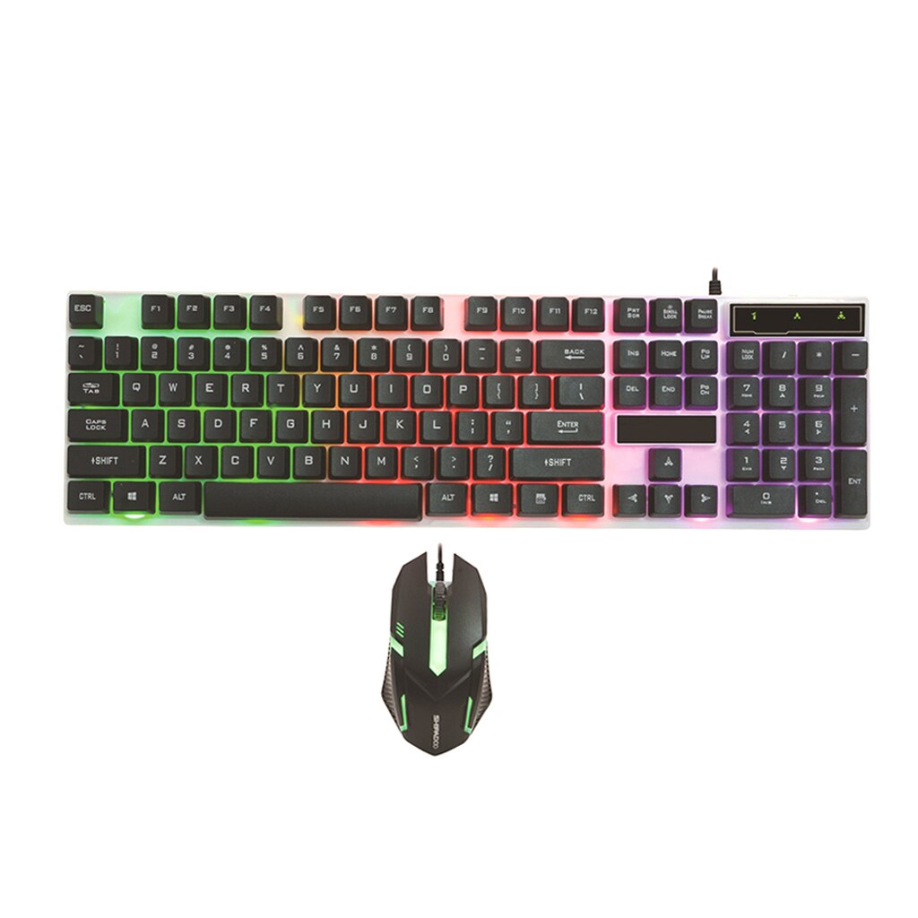 PC Computer Wired Keyboard and Mouse Set Kit For Desktop 104 Keys RGB Backlight Wired Gaming Keyboard And Mouse Combos