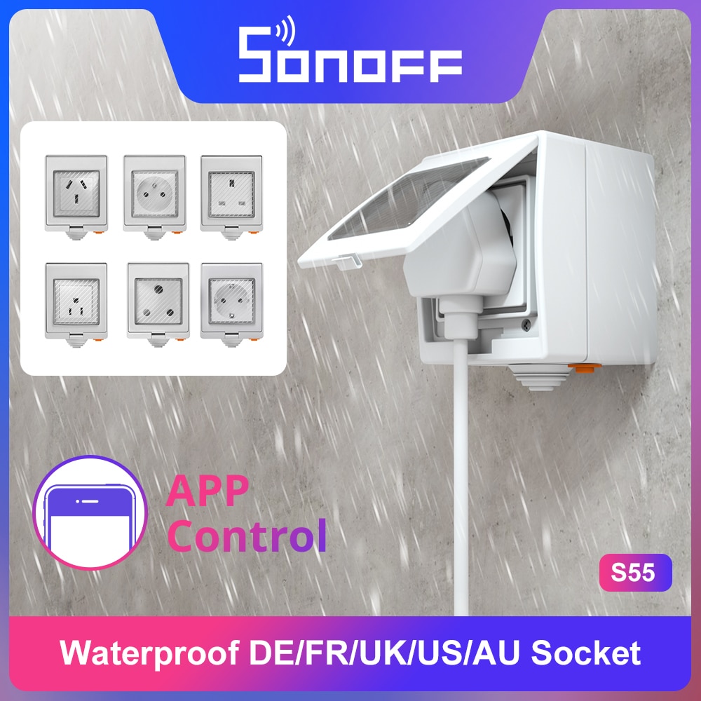 Itead Sonoff S55 Waterdichte Smart Socket Wifi Schakelaar Uk/Au/Us/Fr/De/Za Meerdere versie Wifi Socket Werkt Met Alexa Google Thuis