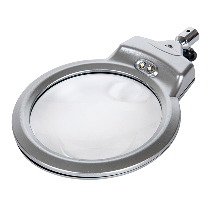 Lighted LED Lamp Magnifier Clip Table Top Desk Reading 2.25X 5X Magnifying DOM668
