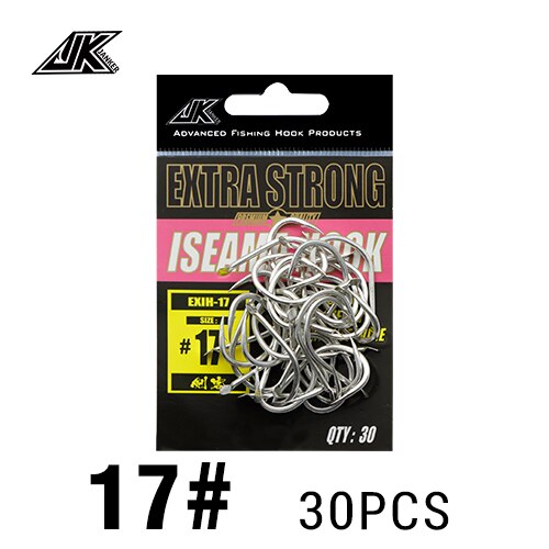 JK EXIH #10-19 Size 25-45PCS High Carbon Steel Fishing Hooks Japan Hooks Light Sea Jigging Carp Single Barbed Hook: 17   30PCS / 1 PACK