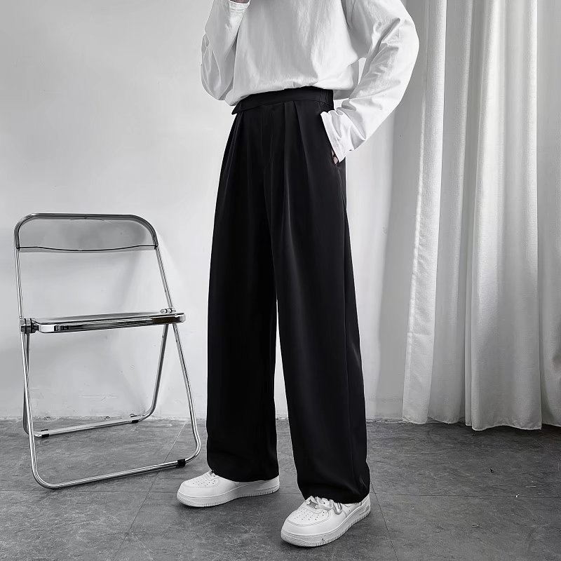 saferido Brown Black Suit Pants Men Fashion Social Mens Dress Pants Korean Loose Casual Flared Pants Mens Office Formal Trousers M-2XL
