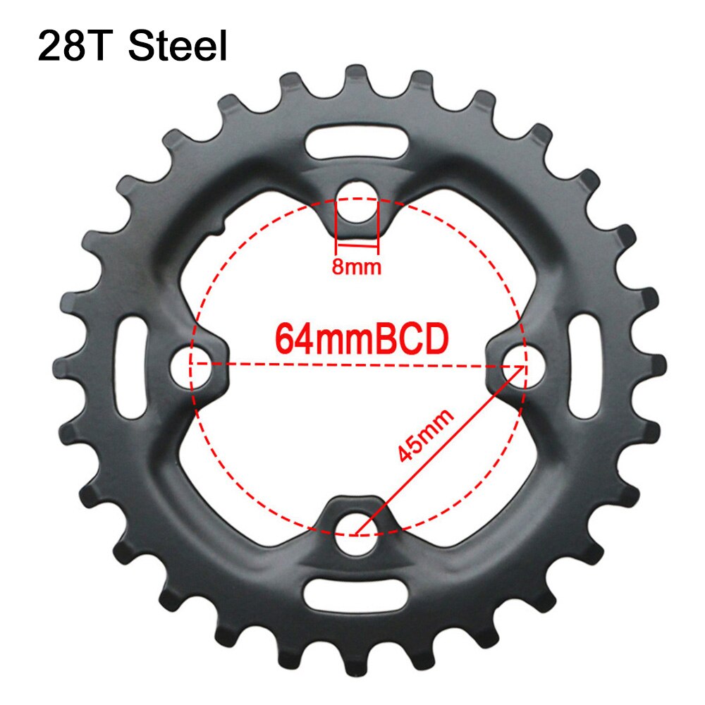 Plateau de pédalier Double 64BCD 104BCD pour vtt, 22, 24, 26, 28, 36, 38 dents: 28T Steel