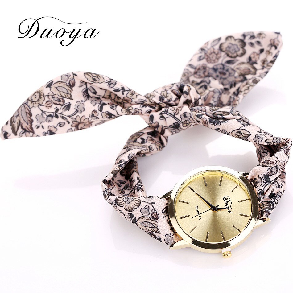 Women Watches Ribbon Floral Cloth Quartz Girl Dial Wristwatch Bracelet Bow Tie Relogio Feminino Zegarek Damski