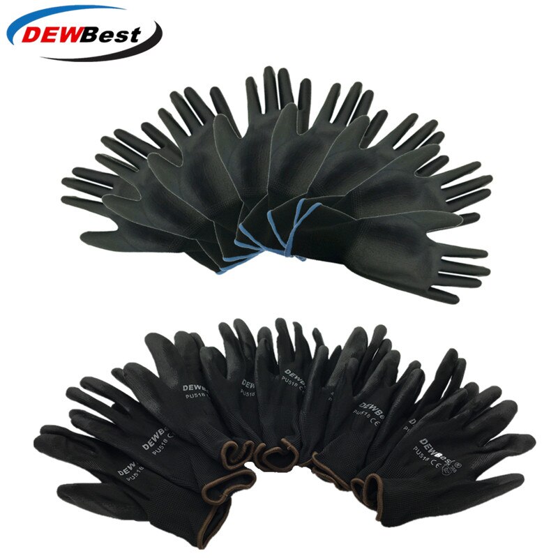 DMF work safety gloves, 13g Pu palm coating protective gloves, four colors of workplace safety protection articles are available