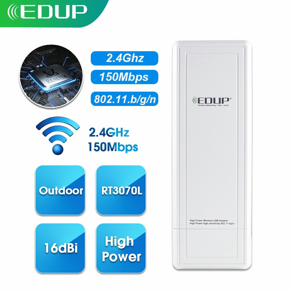 Edup 150Mbps Usb Wifi Adapter 16dbi 2.4Ghz Dongle RT3070L 802.11 B/G/N Lan Netwerkkaart ontvanger Ethernet Adapter Voor Laptop Pc