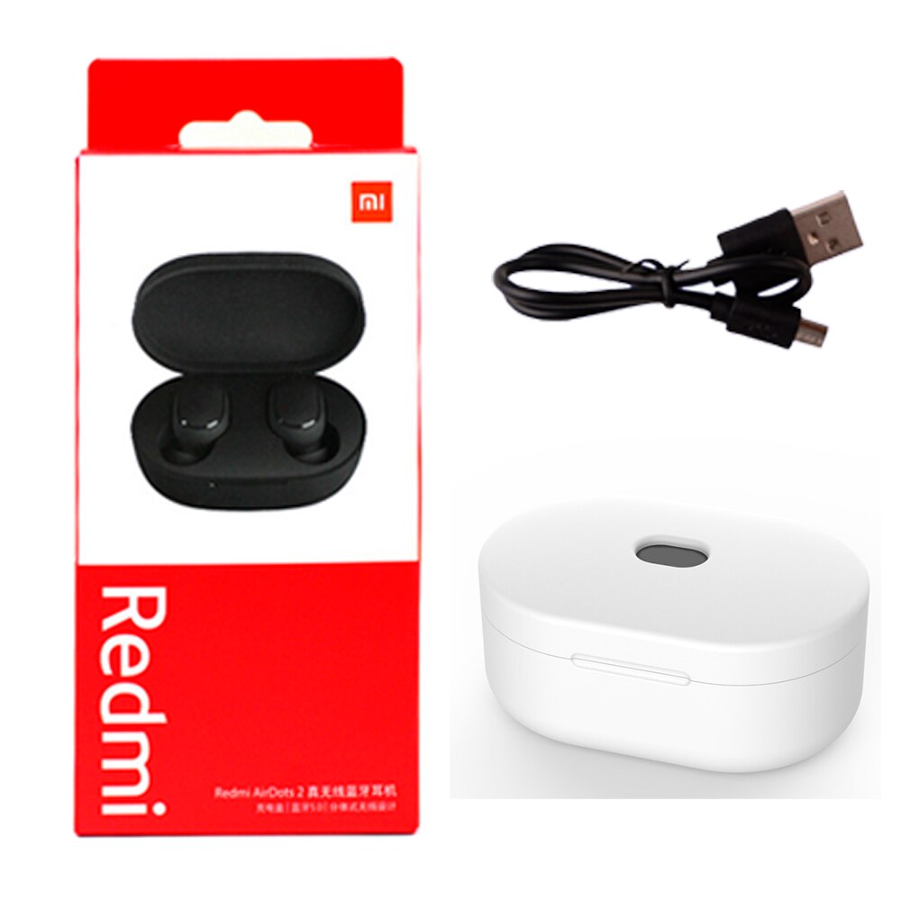 Xiaomi Redmi AirDots 2 Wireless Bluetooth 5.0 With Mic Handsfree Mi Earbuds AI Control Charging Earphones In-Ear stereo bass: add white case