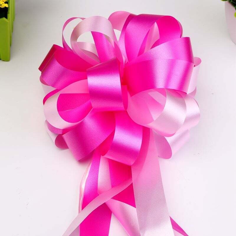 1 stk easy pull sløyfebånd dekorative pull blomst bånd håndlaget gjør-det-selv ferdig bundet satengbånd pakke sløyfe: Rosa