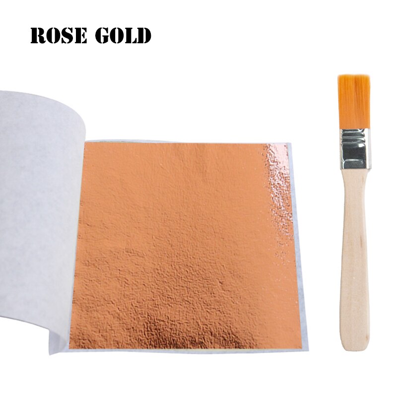 Aomily 8x8.5cm 10 Sheets Practical K Pure Shiny Gold Leaf for Gilding Funiture Lines Wall Crafts Handicrafts Gilding Decoration: Rose Gold