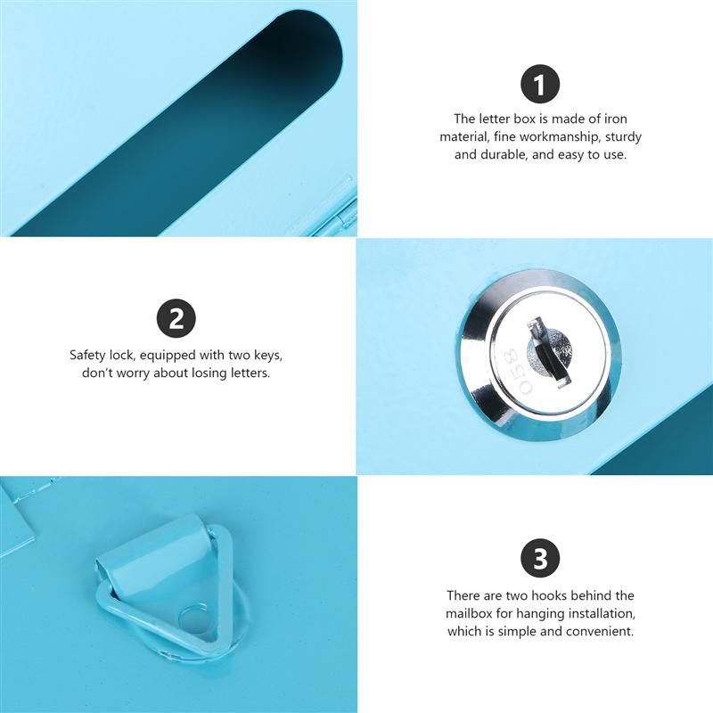 European Style Lock Letter Box Wall Mounted Iron Mailbox Postal Letter Newspaper Magazine Box Home Garden Decoration