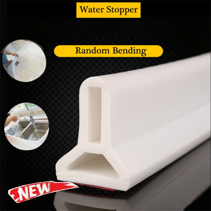 Retention System Silicone Threshold Water Dam Self-Adhesive Bath Shower Barrier Retainer Seal Strip Bathroom Kitchen