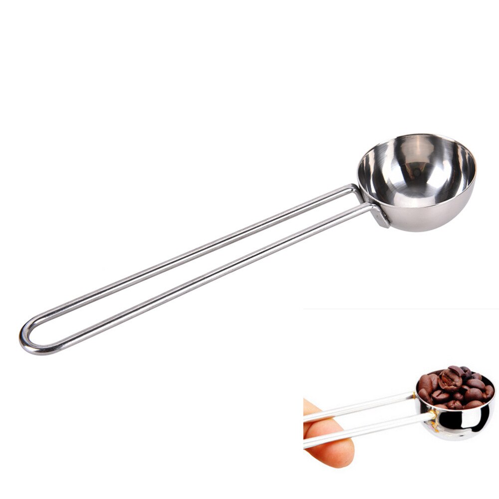 Rostfritt stål kaffeskedar skopa malet kaffe te mätskeda långt handtag mätning omrörande tebönsked