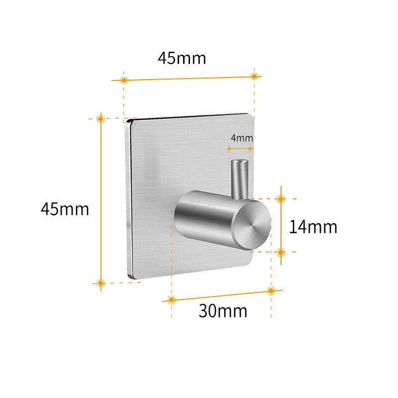 Crochets en acier inoxydable auto-adhésif mur porte crochet cuisine salle de bain porte-serviettes crochets clé cintre support multi-fonction organisateur: 14-30 Straight hook