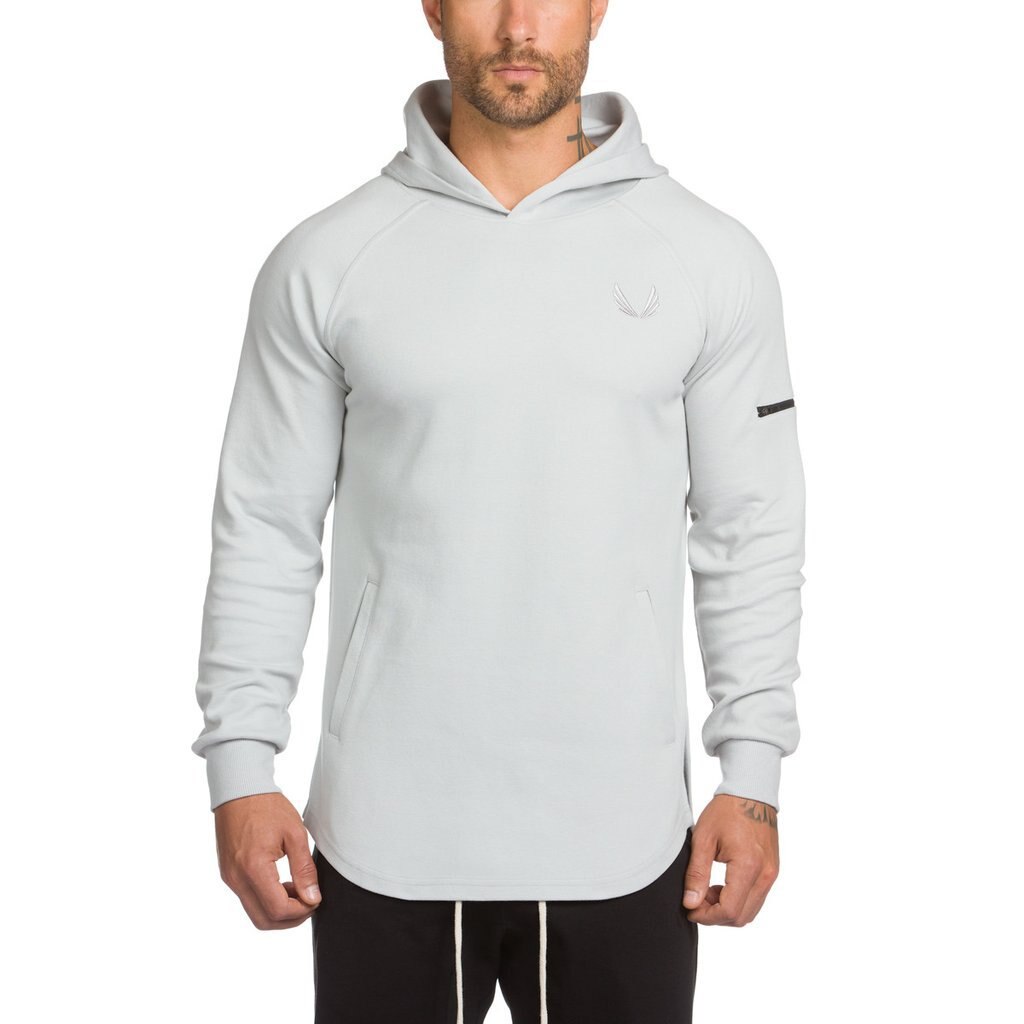 Ropa de hombre en primavera y otoño, con una chaqueta de Color sólido con sombrero para entrenamiento deportivo al aire libre,: XXL / white