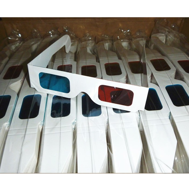 100 pares de papel Universal anaglifo 3D gafas de 3D gafas de vista anaglifo rojo cian rojo/azul 3D de vidrio para la película EF