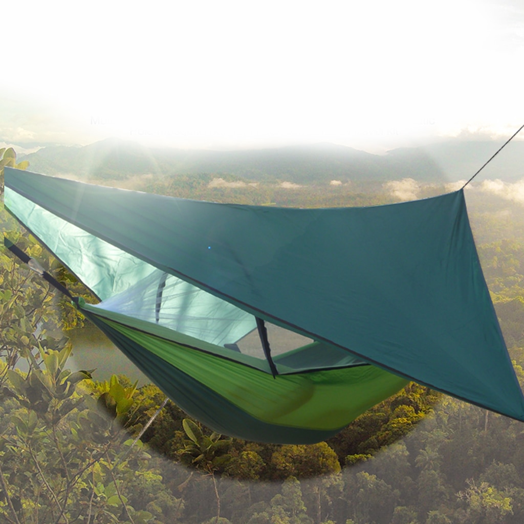 Outdoor Camping Hammock Swing Sleeping Tent Bed with Mosquito Bug Net and Waterproof Fly Tarp for Hiking Yard Backpacking