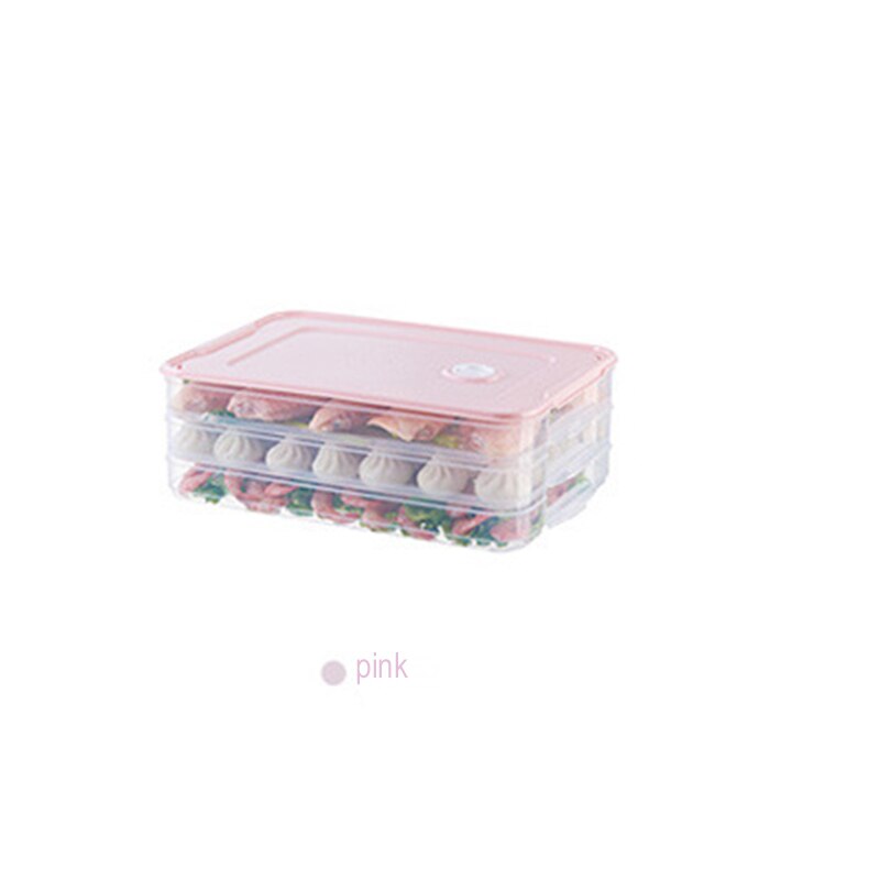 Multi-Layer Refrigerator Storage Container Plastic Box Food Dumplings Airtight Home Organizer Grains Beans Box Kitchen Organizer: 3 / 3-tier